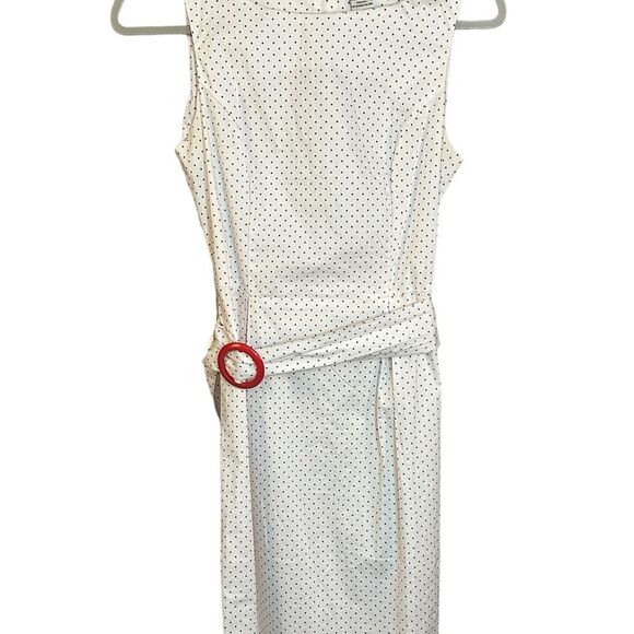 NWOT White Cotton Dress With Red Polka Dots - Picture 1 of 3